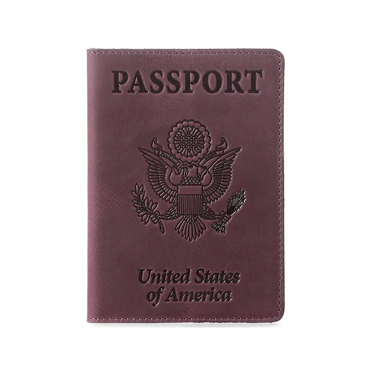 Usine personnalisée en gros voyage en cuir véritable couverture de passeport porte-passeport couverture portefeuille