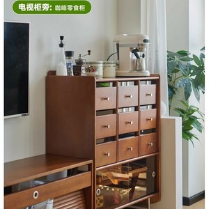 Solid Wood <b>Sideboard</b> Vintage Style <b>Storage</b> Cabinet 84x40x114cm Living Room Furniture Boxwood Mocha Finish - Product Image 5