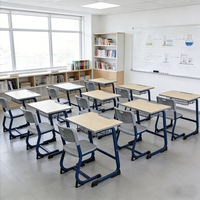 Ensemble de bureau et chaise ergonomiques pour l'école, avec construction en bois, couleur personnalisée, sièges d'apprentissage stationnaires pour les cours