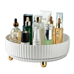 360 Degree Rotating Lazy Susan Storage Box Makeup Organizer round Plastic Turntable Tray Cabinet Container Bins for Spice Use