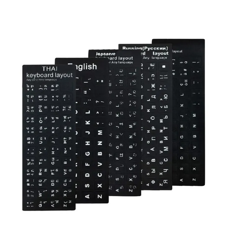 Custom Design English Hebrew Thai French Russian Arabic Language Laptop Keyboard Stickers