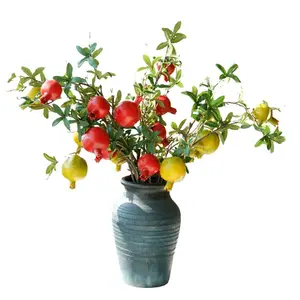 CXQD pomegranate fruit ornaments flower cuttings decorative simulation green plant red branches who
