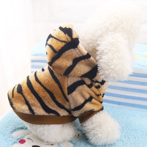 Tiger Stripes Flannel Hoodie Pet <b>Dog</b> Cat Clothes With <b>Buttons</b> Transformation Costume For Small Pets Winter Warm Wear - Product Image 4
