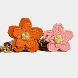 Icing on the Cake Colorful Sakura <b>Leather</b> <b>Keychain</b> Handmade Vegetable Tanned Top Layer Cowhide Bag Charm Car Hanging Ornament - Product Image 2