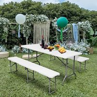 Banc pliable en plastique HDPE résistant aux intempéries, vente en gros d'usine, siège long pour patio, jardin, camping