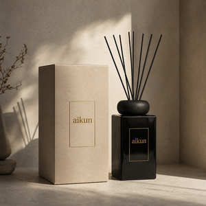 Aikun Large Capacity Rectangular Black Glass <b>Reed</b> <b>Diffuser</b> with Fiber Sticks Boxed Packaging Continuous Scent for Living Rooms - Product Image 1