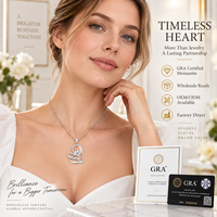 Kalung Hati Mawar Perak Sterling 925 Liontin Pita Moissanite Solitaire 4.5mm Perhiasan Wanita Berkualitas Grosir
