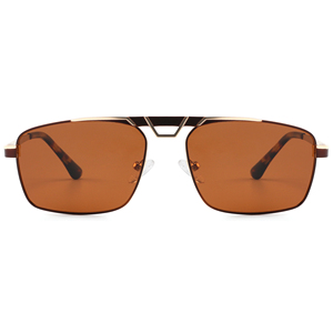 Gafas de Sol de Piloto Unisex, Montura Metálica Rectangular, Lentes Marrones, Protección UV400, Uso en Exteriores, Adultos - Product Image 6