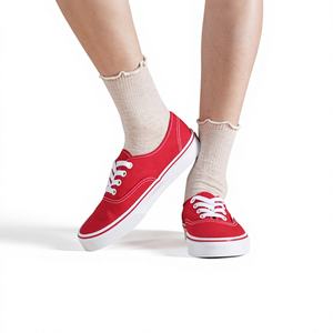 Calcetines de Algodón de Punto Transpirables para Mujer, Diseño con Volantes, Color Sólido, Estilo Coreano Informal para Uso Diario - Product Image 1