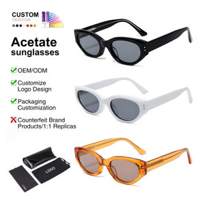 Lunettes de soleil unisexes rétro <span class=keywords><strong>vintage</strong></span> punk noires de haute qualité avec logo personnalisé Lunettes de soleil œil de chat en acétate pour femmes - Product Image 1