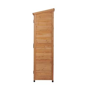 Casetta da Giardino in Legno con Tetto in Metallo, Armadio Verticale Alto per Attrezzi da Esterno, per Cortile, Giardino, Patio, Prato - Product Image 6