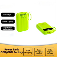 Batterie externe portable Li-Polymère OEM/ODM 10000mAh ultra-mince avec charge rapide Type-C 3 fils, affichage LED, batterie externe intelligente 2-en-1