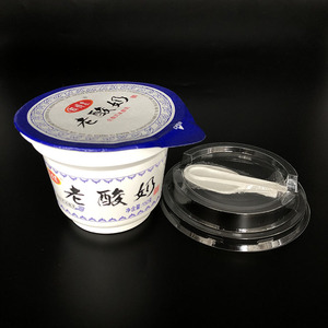 Tùy chỉnh in <span class=keywords><strong>180ml</strong></span> nhựa cốc sữa chua với lá nhôm nhiệt niêm phong Nắp - Product Image 4