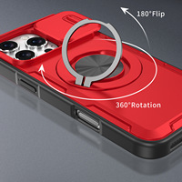 Étui de protection magnétique rotatif Warrior à fenêtre coulissante pour iPhone 17 Pro Max, iPhone 17, iPhone 16 Pro