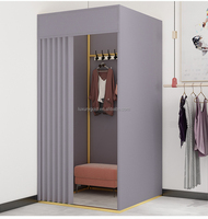 Cabine d'essayage mobile rose personnalisée, cabine d'essayage portable, cabine d'essayage pour magasin de vêtements