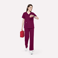 Tenue médicale personnalisée d'usine de haute qualité, respirante et extensible, ensemble de blouses à manches courtes pour femmes en tissu sergé pour le travail hospitalier