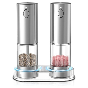 Stainless Steel Automatic <b>Salt</b> ,<b>Electric</b> <b>Pepper</b> Shakers Set Rechargeable <b>Salt</b> <b>and</b> <b>Pepper</b> <b>Grinder</b> with Adjustable Coarseness - Product Image 1