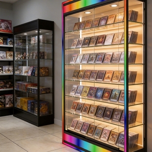 Vitrines pour <span class=keywords><strong>cartes</strong></span> à collectionner en verre trempé personnalisé avec éclairage de base LED couleur – Présentoirs pour produits de fumer - Product Image 6