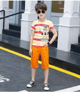 Combinaisons pour bébé garçon, tout-petit, manches courtes, avec lettres rayées et shorts imprimés, achat en ligne - Product Image 2