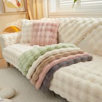 Housse de Canapé en Peluche Effet Lapin pour Animaux de Compagnie, Protection Antidérapante, Couleur Unie, Anti-Perte de Poils, Housse de Coussin Moelleuse pour Canapé