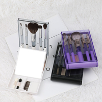 Ensemble de pinceaux de maquillage de cheveux synthétiques de beauté avancée multifonctionnelle portative avec blaireau 10 outils de poudre libre
