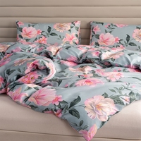 Parure de lit 3 pièces en microfibre 100% polyester 80 g/m² anti-boulochage, motif floral pivoine imprimé, pour usage domestique, tailles UK/UE, sans garnissage