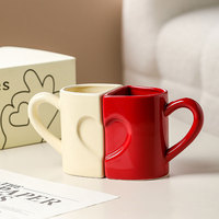 Lot de tasses à café en céramique en forme de cœur, nouveau design créatif et mignon, style INS personnalisé, en porcelaine, pour lait et thé, cadeau de Saint-Valentin