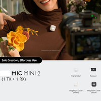 Microphone sans fil portable Mic Mini 2 (1TX+1RX) avec réduction de bruit IA pour vlogging, diffusion en direct et podcast