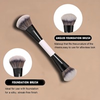Logotipo personalizado 4PCs Brochas de maquillaje de doble punta Polvo de contorno sintético vegano Corrector Blush Brush Set de brochas de maquillaje