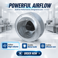 Everflow Geräuscharmer AC-Radialventilator mit Rückwärtsneigung, Aluminiumlegierungsflügel, 220V, 1350 U/min, XH355FLW4A1, 190W, IP44, Kugellager, OEM