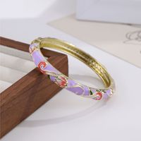 Gelang Manset Wanita CYNYA Motif Bunga Vintage Etnik Berlapis Emas dari Paduan Logam, Grosir, Label Pribadi