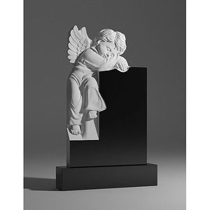 Granito negro Grabado con láser Retrato Lápida Estilo europeo Monumento al aire libre Diseño funerario - Product Image 6