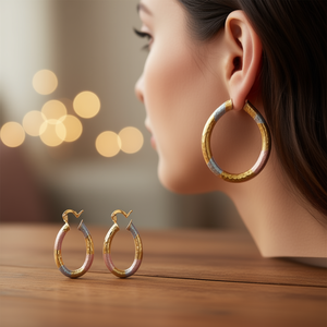 Orecchini a Cerchio Multicolore E4489, Placcati in Oro, in Lega di Zinco, Design Geometrico, Gioielli Unisex alla Moda - Product Image 2