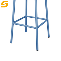 Mobilier de salon moderne d'extérieur Chaise design haute en métal bleu avec cadre en aluminium Tabouret de bar pour coin cuisine café restaurant et salle à manger