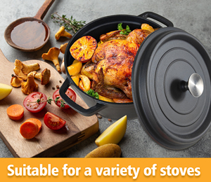 Cocotte/Four à potage en fonte émaillée antiadhésive noire pour la cuisine domestique - Product Image 6