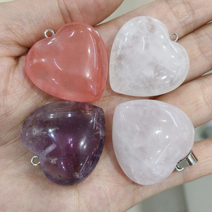 Pendentif cœur en pierre naturelle de 30 mm, agate rouge, <span class=keywords><strong>aventurine</strong></span> verte, œil de tigre, pour femmes et hommes, bijoux fantaisie en pierres précieuses - Product Image 5