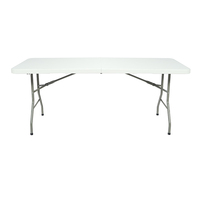 Table de pique-nique et de repas pliante Hitree 180 cm (6 pieds) en plastique pour l'extérieur avec poignée, design contemporain, table de banquet pliable en deux