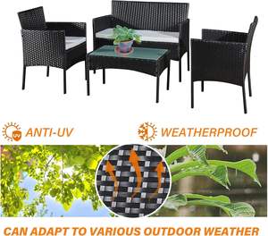 أثاث خارجي من الراتان الصناعي، كراسي من الخيزران مع طاولة قهوة - Product Image 5