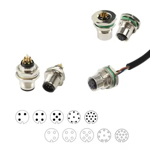 Connecteur étanche de circuit imprimé m12 ip68 pour femmes et hommes, 3 4 5 8 12 broches