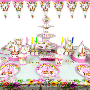 Kit de fête personnalisé rose pour sourcils, vaisselle et décorations jetables écologiques en papier pour anniversaire, Halloween, remise de diplôme, baby shower - Product Image 1
