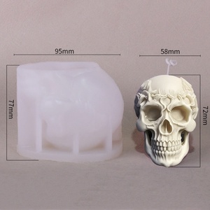 Moule à bougie en silicone 3D pour Halloween, forme de crâne avec rose, moule à bougie parfumée pour la fabrication de bougies - Product Image 6