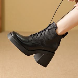 Bottes Chelsea mi-hautes pour femme, hiver, à semelle épaisse, style court, souples, avec une boucle, couleur blanc fumé, respirantes - Product Image 2