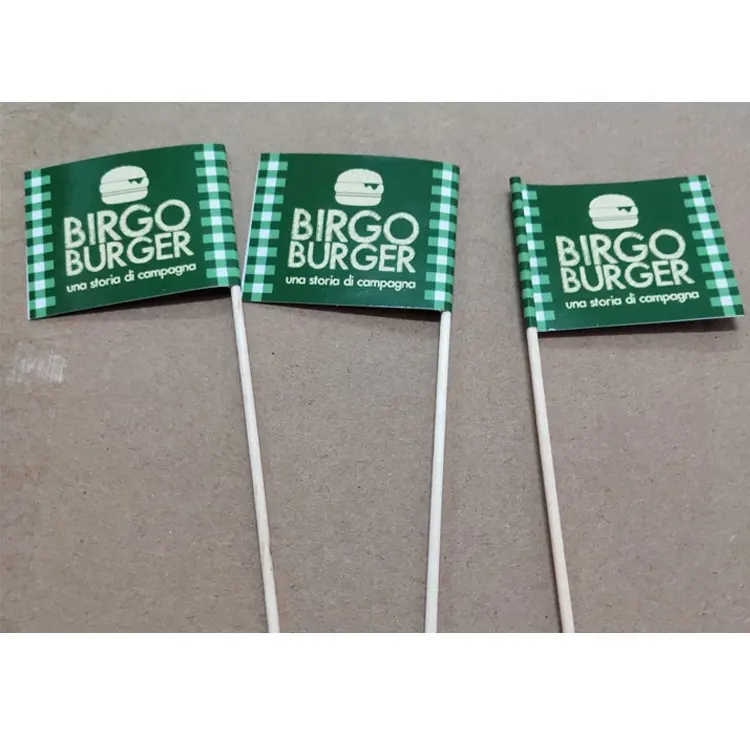 Hot Selling Custom Logo Toothstick 25*35mm Birthday Cake Toothpick Flag