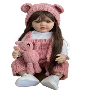 Whosale BZDOLL 55cm 22 אינץ כמו בחיים Reborn תינוק בובת צעצוע רך סיליקון ארוך חום שיער מציאותי נסיכת מתנת יום הולדת צעצועים