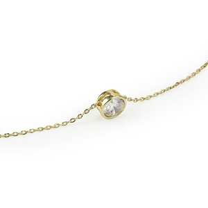 Collar de Cadena de Eslabones Clásico para Mujer, Chapado en Rodio/Oro de 14K, con Zirconia Cúbica de Corte Brillante en Engaste de Bisel, Diseño de Burbuja - Product Image 4