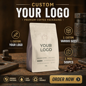 Sachet de café à huit soudures latérales YOUYI avec fermeture éclair, logo personnalisé et valve, qualité alimentaire supérieure pour 250g de café moulu de spécialité - Product Image 2