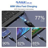 Cable de carga rápida de alta calidad de fabricante tipo C PD 60W transferencia de datos USB C adaptador de corriente teléfono móvil con pantalla LCD