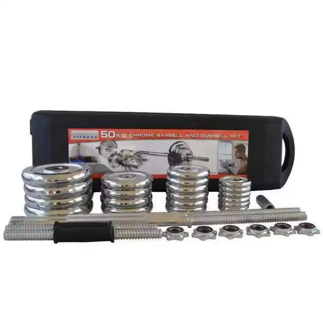 Gym Chrome 50kg Dumbbell Adjustable Weightlifting Barbell Set Chrome Adjustable Barbell Dumbbell