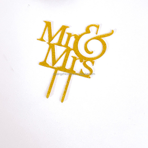 Décoration de Gâteau Or Miroir Acrylique Drapeaux <span class=keywords><strong>Mr</strong></span> & Mrs Acrylique Gâteau Topper pour la Fête de Mariage - Product Image 2