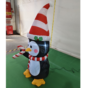 Décoration de jardin gonflable de Noël en forme de pingouin avec <span class=keywords><strong>canne</strong></span> en sucre LED pour fête de Noël - Product Image 3